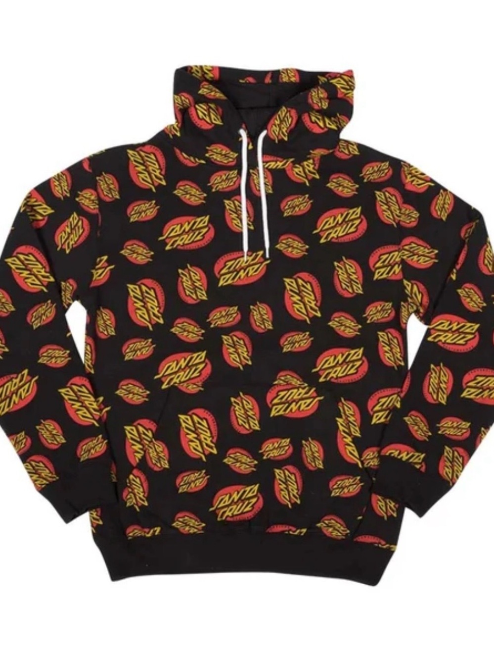 Santa Cruz Skateboards Black Hoodie with Red & Yellow Logo Print 0201